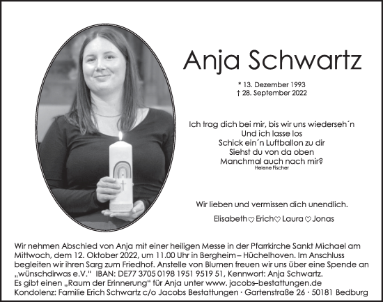 Anzeige von Anja Schwartz von  Werbepost 