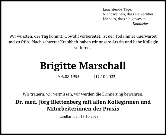 Anzeige von Brigitte Marschall von Kölner Stadt-Anzeiger / Kölnische Rundschau / Express