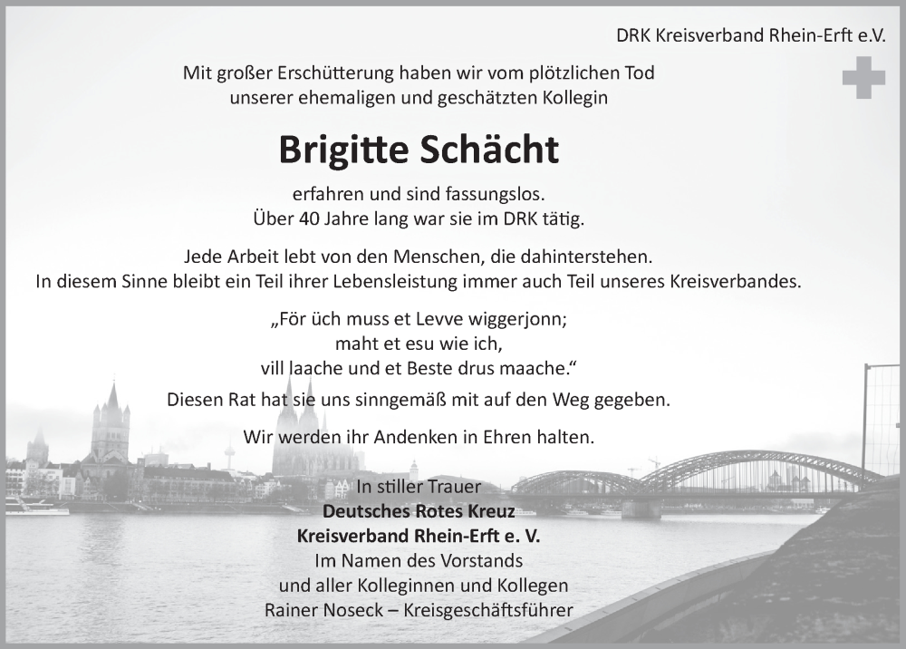  Traueranzeige für Brigitte Schächt vom 21.10.2022 aus  Werbepost 
