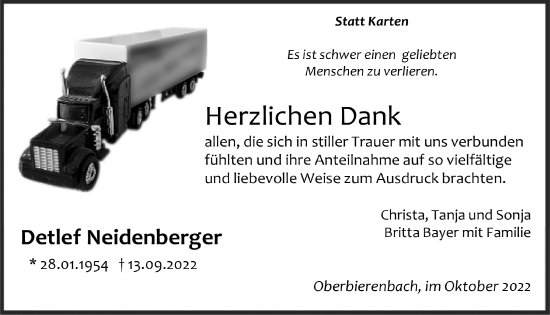 Anzeige von Detlef Neidenberger von  Anzeigen Echo 