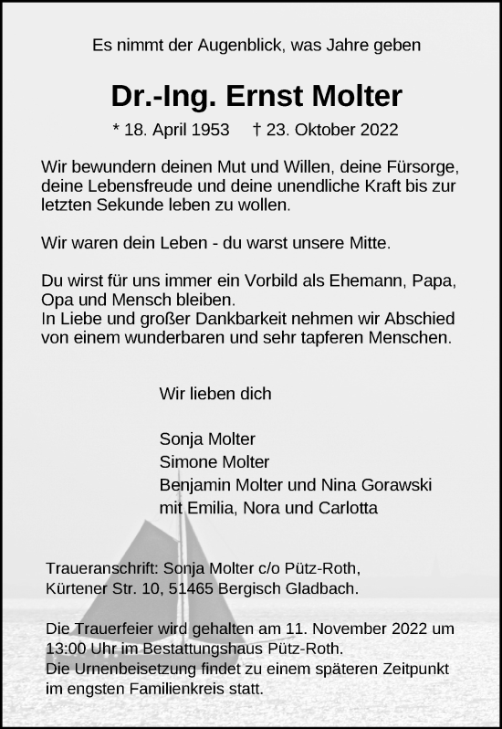 Anzeige von Ernst Molter von Kölner Stadt-Anzeiger / Kölnische Rundschau / Express