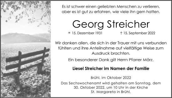 Anzeige von Georg Streicher von  Schlossbote/Werbekurier 