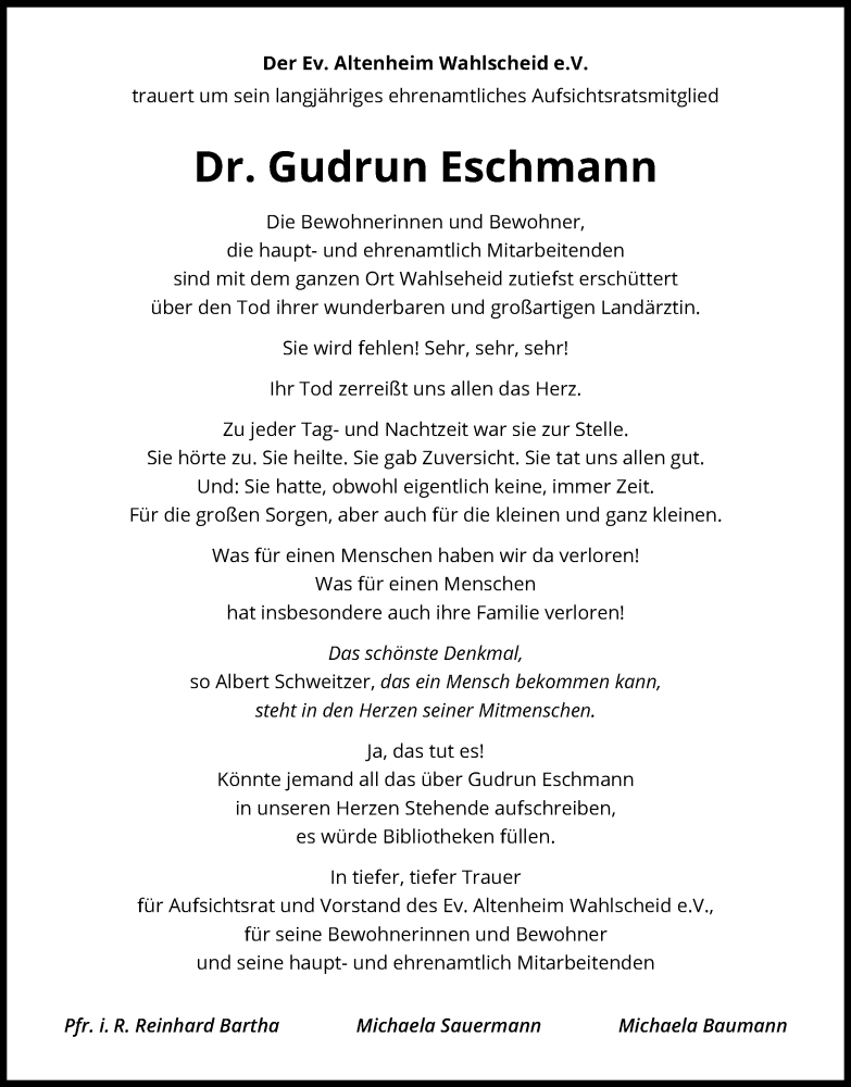  Traueranzeige für Gudrun Eschmann vom 22.10.2022 aus Kölner Stadt-Anzeiger / Kölnische Rundschau / Express