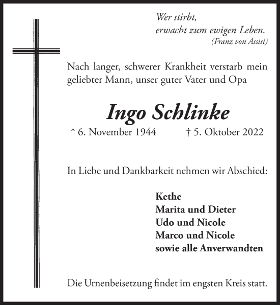 Anzeige von Ingo Schlinke von  Blickpunkt Euskirchen 