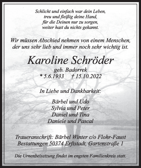 Anzeige von Karoline Schröder von  Werbepost 