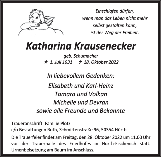 Anzeige von Katharina Krausenecker von  Wochenende 