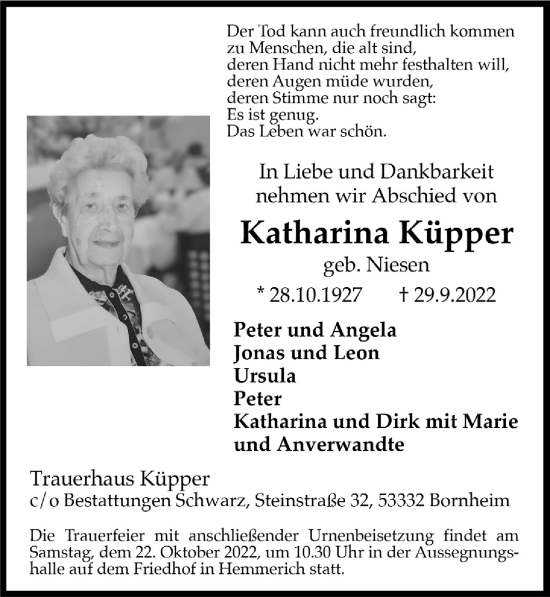 Anzeige von Katharina Küpper von  Schaufenster/Blickpunkt 