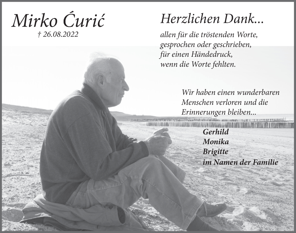  Traueranzeige für Mirko Curic vom 22.10.2022 aus  Blickpunkt Euskirchen 