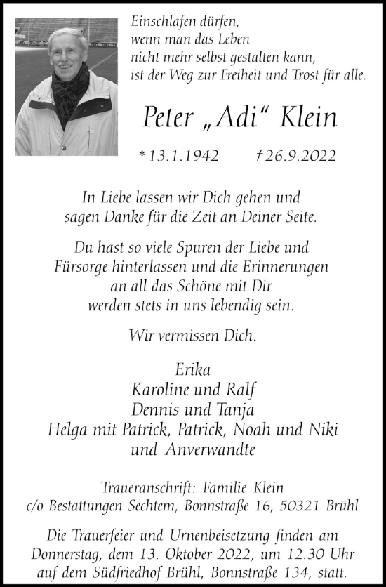 Anzeige von Peter  Klein von  Schlossbote/Werbekurier 