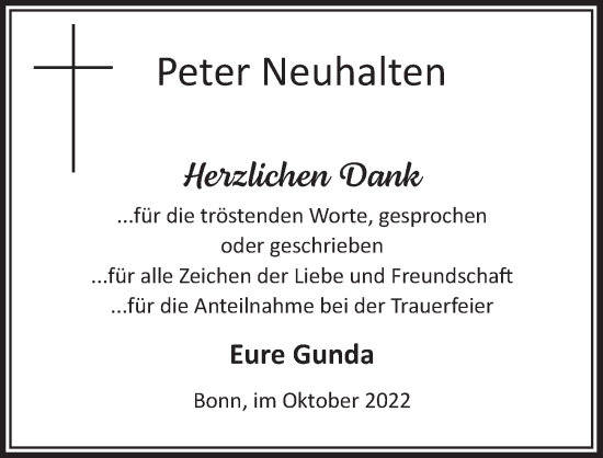 Anzeige von Peter Neuhalten von  Schaufenster/Blickpunkt  Schlossbote/Werbekurier 