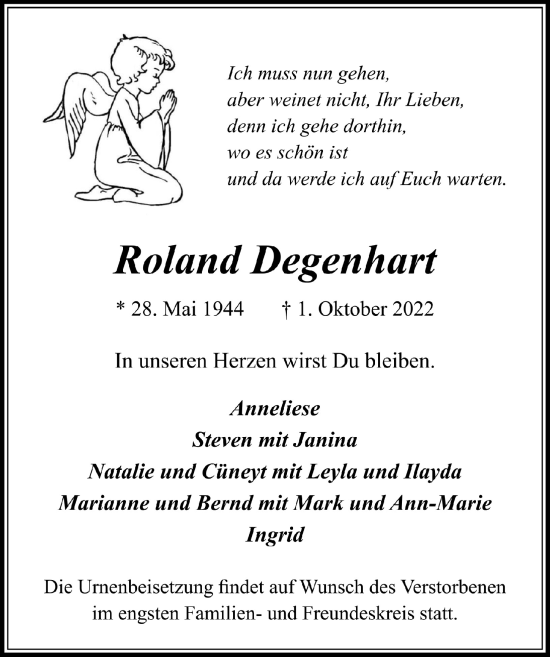 Anzeige von Roland Degenhart von  Lokale Informationen 