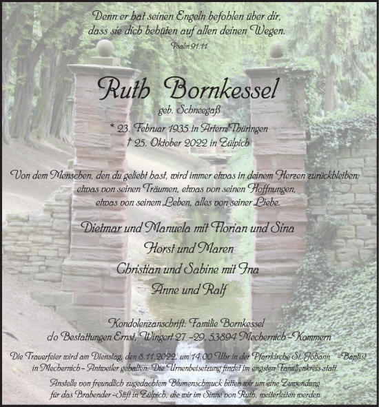 Anzeige von Ruth Bornkessel von  Blickpunkt Euskirchen 