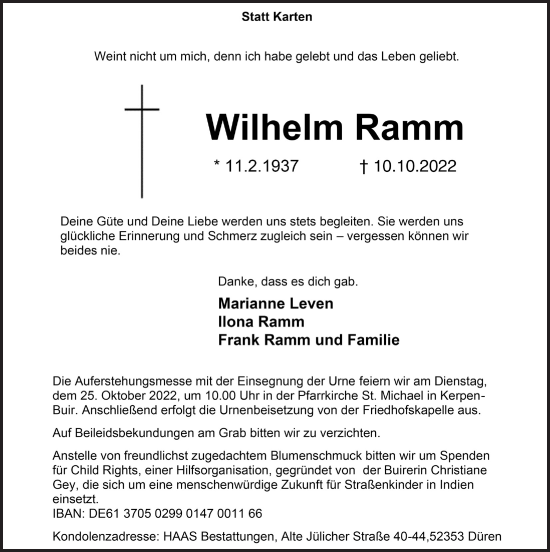 Anzeige von Wilhelm Ramm von  Werbepost 