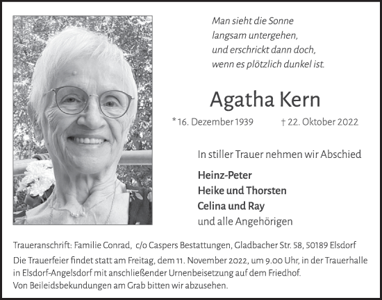 Anzeige von Agatha Kern von  Werbepost 