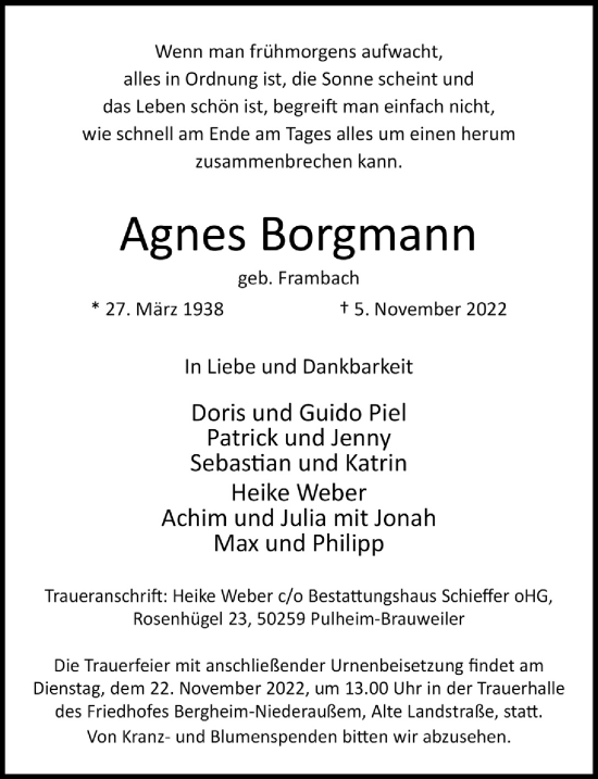 Anzeige von Agnes Borgmann von  Werbepost 
