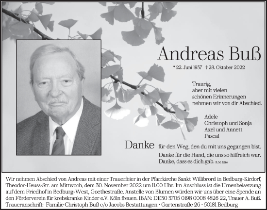Anzeige von Andreas Buß von  Werbepost 