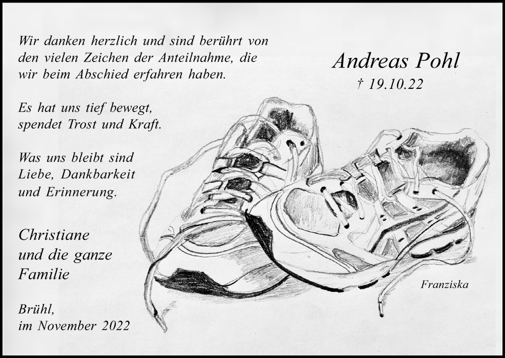  Traueranzeige für Andreas Pohl vom 12.11.2022 aus Kölner Stadt-Anzeiger / Kölnische Rundschau / Express