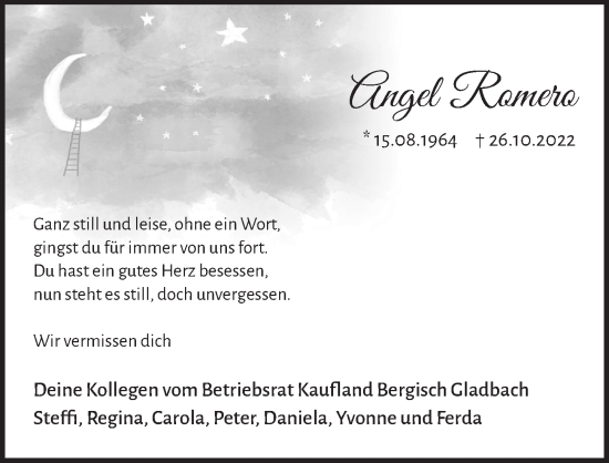 Anzeige von Angel Romero von  Bergisches Handelsblatt 