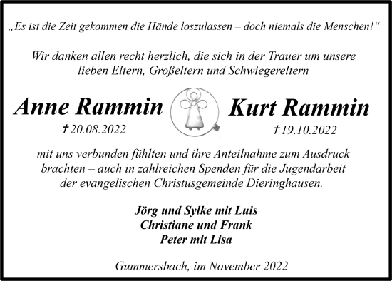 Anzeige von Anne Rammin von  Anzeigen Echo 