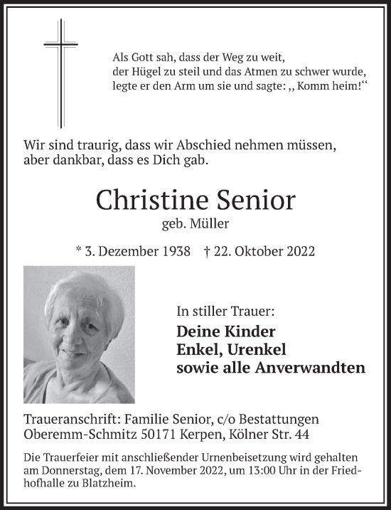Anzeige von Christine Senior von  Werbepost 