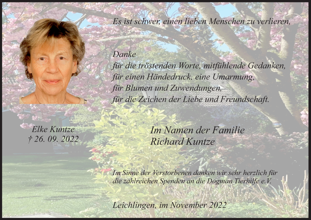  Traueranzeige für Elke Kuntze vom 26.11.2022 aus Kölner Stadt-Anzeiger / Kölnische Rundschau / Express
