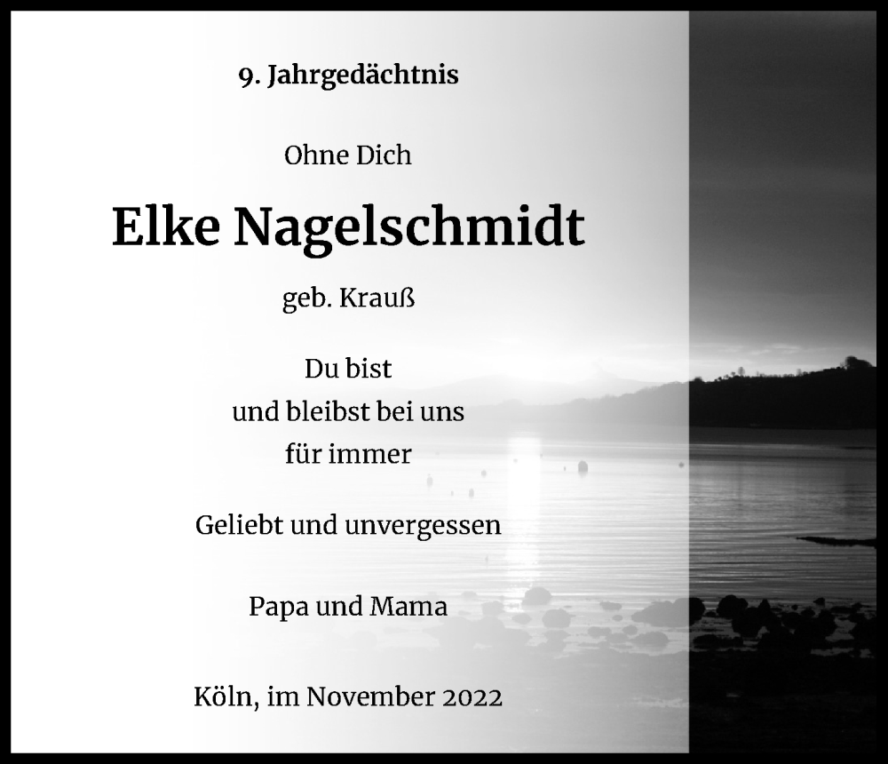  Traueranzeige für Elke Nagelschmidt vom 18.07.2023 aus Kölner Stadt-Anzeiger / Kölnische Rundschau / Express