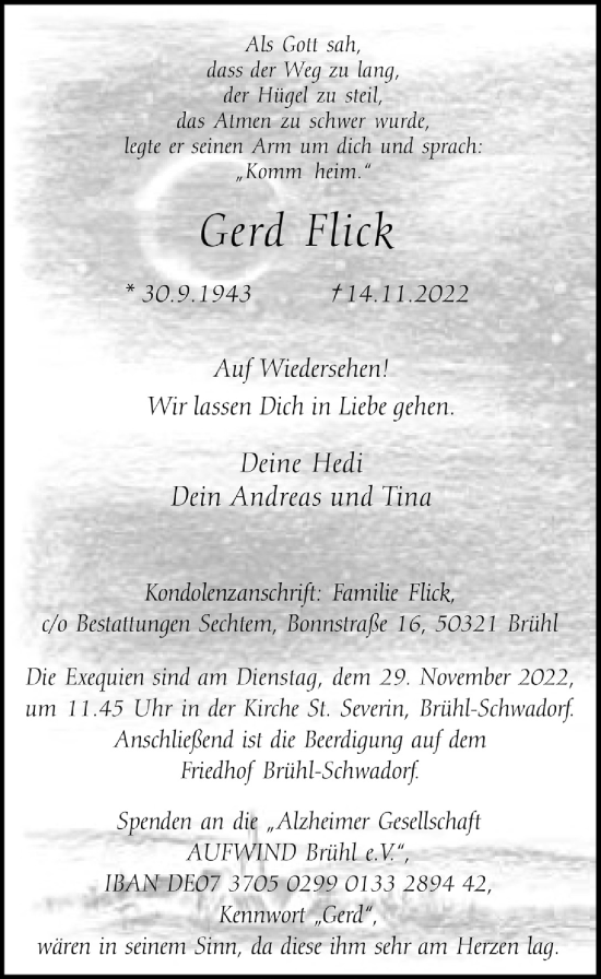 Anzeige von Gerd Flick von  Schlossbote/Werbekurier 