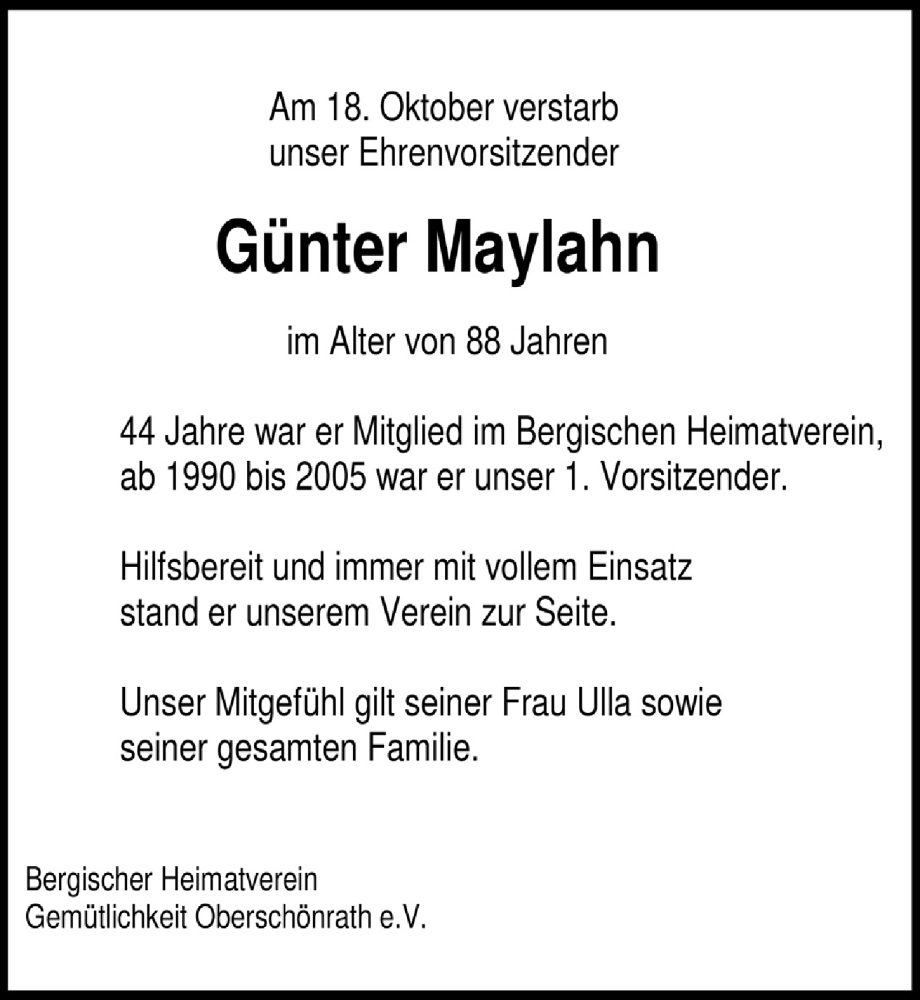  Traueranzeige für Günter Maylahn vom 04.11.2022 aus  Extra Blatt 