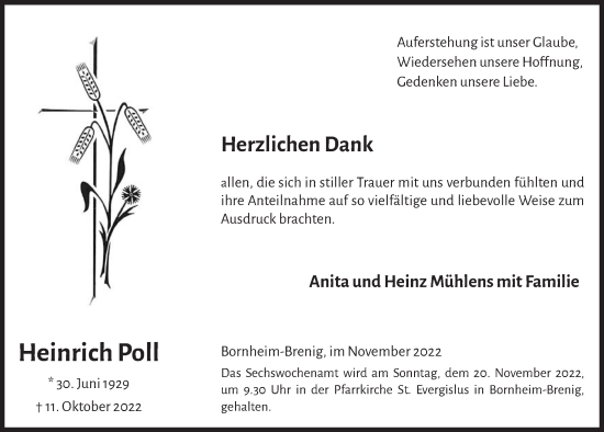 Anzeige von Heinrich Poll von  Schaufenster/Blickpunkt 