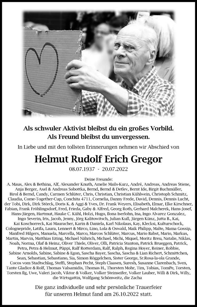  Traueranzeige für Helmut Rudolf Erich Gregor vom 12.11.2022 aus Kölner Stadt-Anzeiger / Kölnische Rundschau / Express