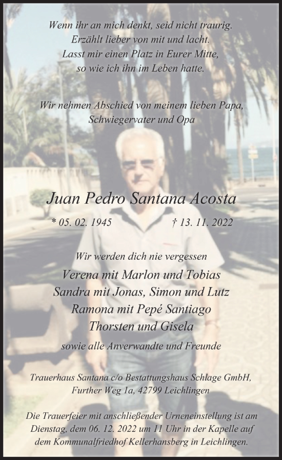 Anzeige von Juan Pedro Santana Acosta von  Lokale Informationen 