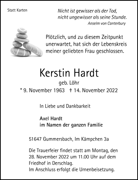 Anzeige von Kerstin Hardt von  Anzeigen Echo 
