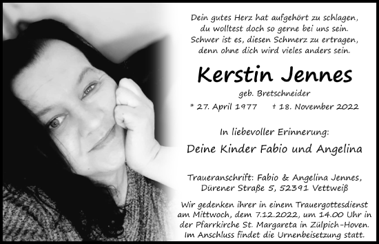 Anzeige von Kerstin Jennes von  Blickpunkt Euskirchen 
