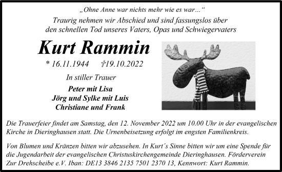 Anzeige von Kurt Rammin von  Anzeigen Echo 
