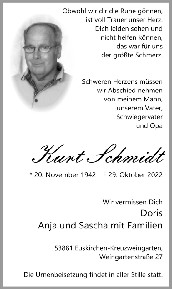 Anzeige von Kurt Schmidt von  Blickpunkt Euskirchen 
