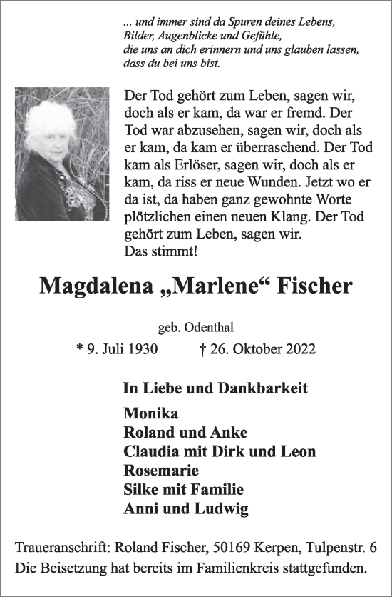 Anzeige von Magdalena Fischer von  Werbepost 