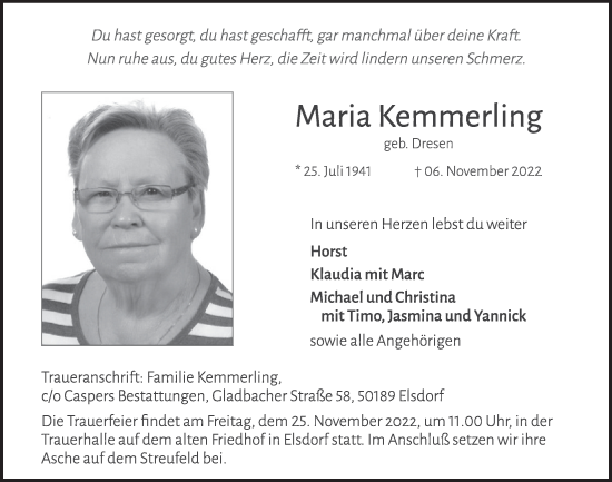 Anzeige von Maria Kemmerling von  Werbepost 