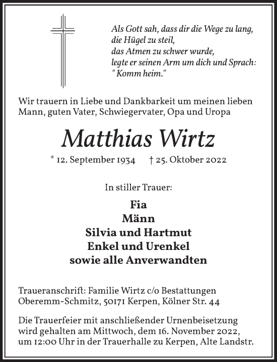 Anzeige von Matthias Wirtz von  Werbepost 