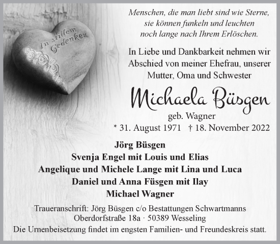 Anzeige von Michaela Büsgen von  Schlossbote/Werbekurier 