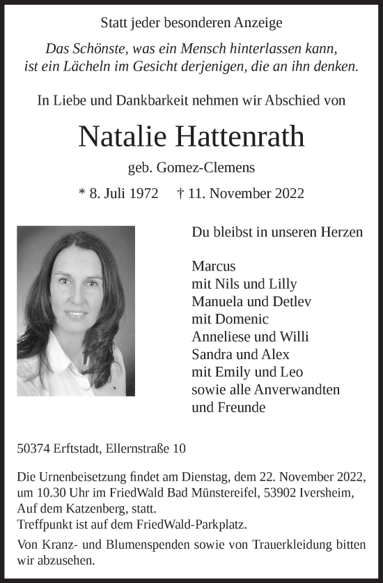 Anzeige von Natalie Hattenrath von  Wochenende  Werbepost 