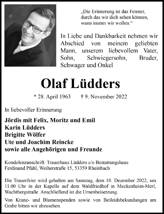 Anzeige von Olaf Lüdders von  Schaufenster/Blickpunkt 