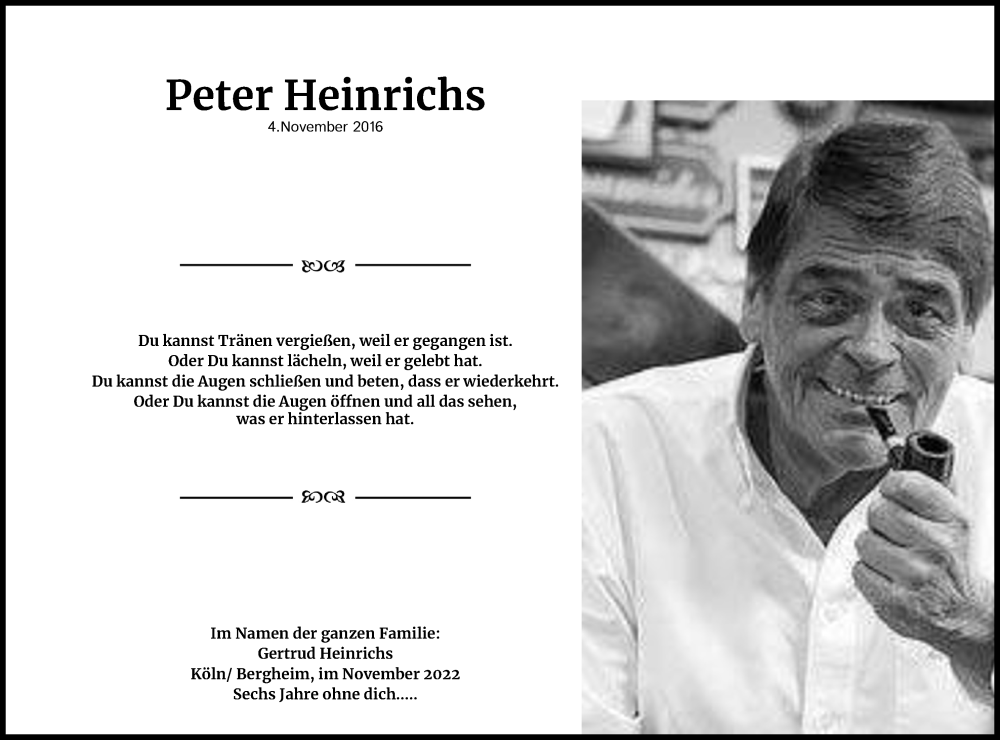  Traueranzeige für Peter Heinrichs vom 18.07.2023 aus Kölner Stadt-Anzeiger / Kölnische Rundschau / Express