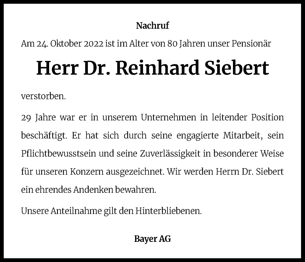 Traueranzeige für Reinhard Siebert vom 17.11.2022 aus Kölner Stadt-Anzeiger / Kölnische Rundschau / Express