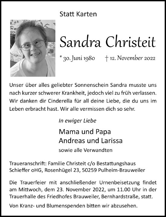 Anzeige von Sandra Christeit von  Wochenende  Werbepost 