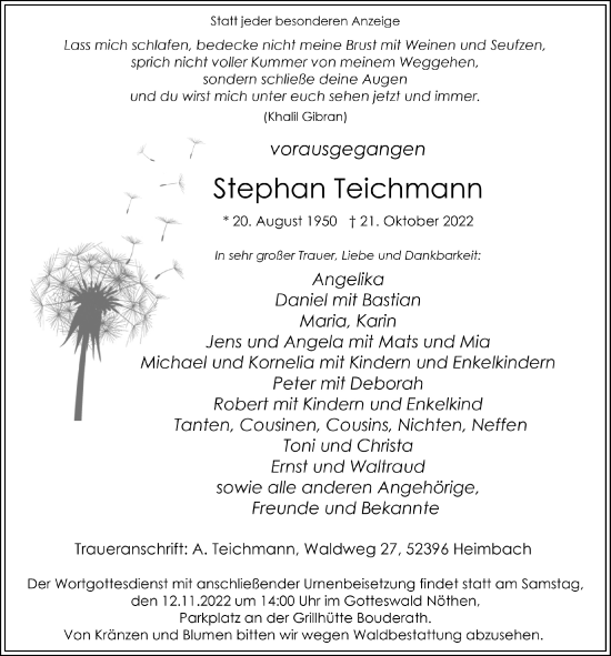 Anzeige von Stephan Teichmann von  Blickpunkt Euskirchen 
