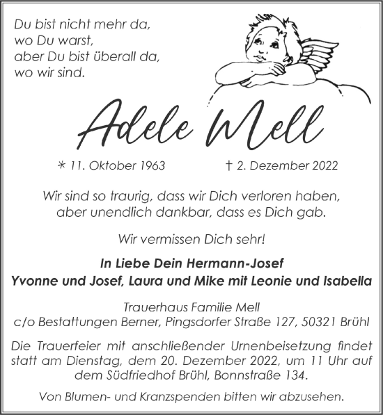 Anzeige von Adele Mell von  Schlossbote/Werbekurier 