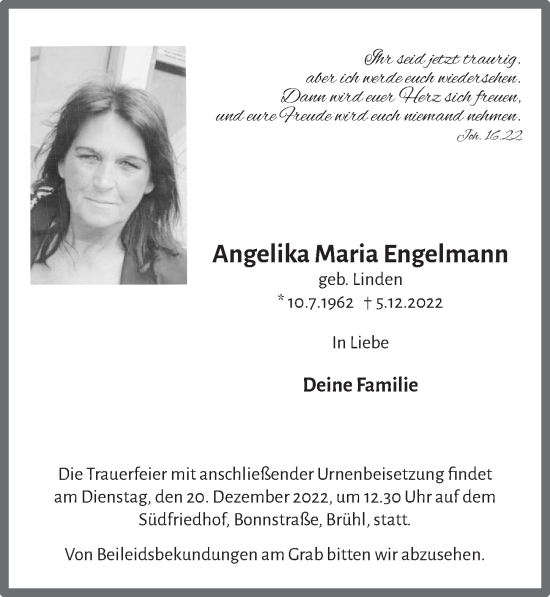 Anzeige von Angelika Maria Engelmann von  Schlossbote/Werbekurier 