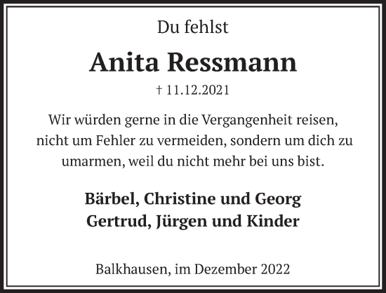 Anzeige von Anita Ressmann von  Werbepost 