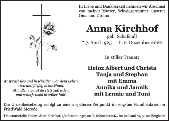 Anzeige von Anna Kirchhof von  Werbepost 