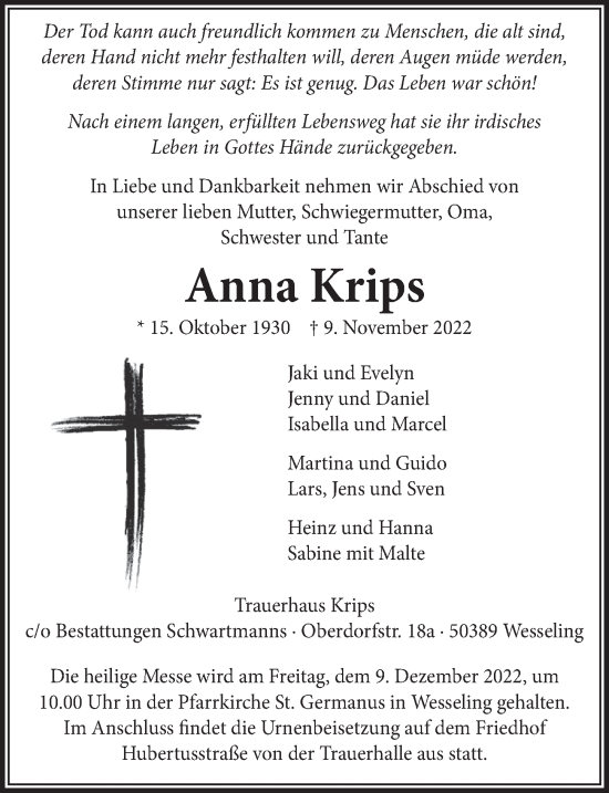 Anzeige von Anna Krips von  Schlossbote/Werbekurier 